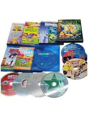 16pc Childrens DVDs - Rango, Minions, Nickelodeon, Shirley Temple, Etc